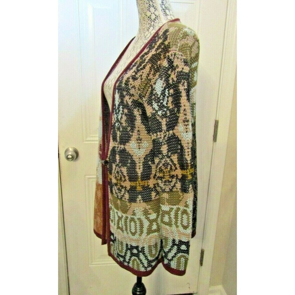 Neiman Marcus Cardigan Cotton Blend Jewel Tone Long Sweater Womens Size M - Picture 4 of 7